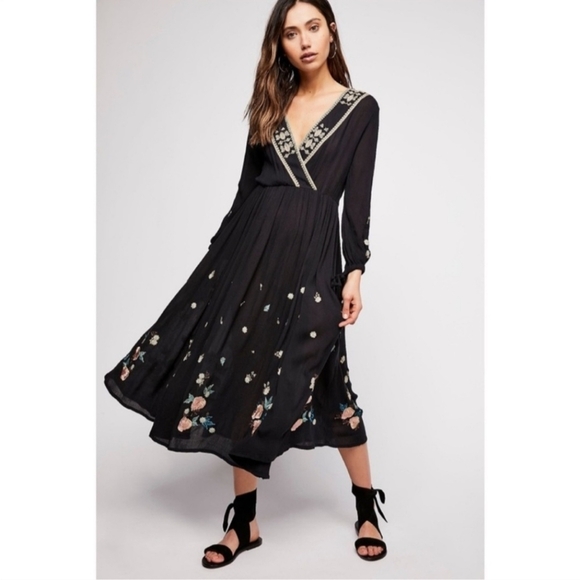 Free People The Enchanted Forest Embroidered Midi Dress New - Picture 3 of 15